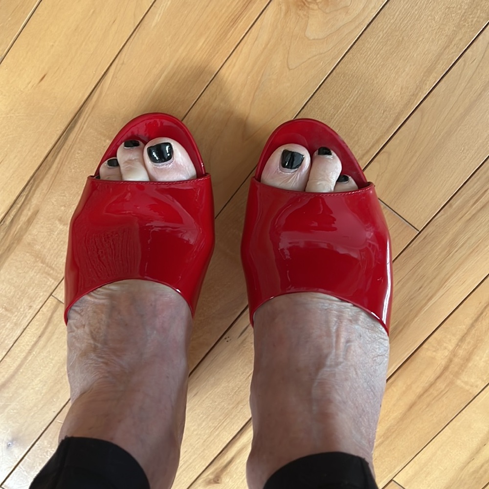 Prada Red Patent Leather Slides - image 2